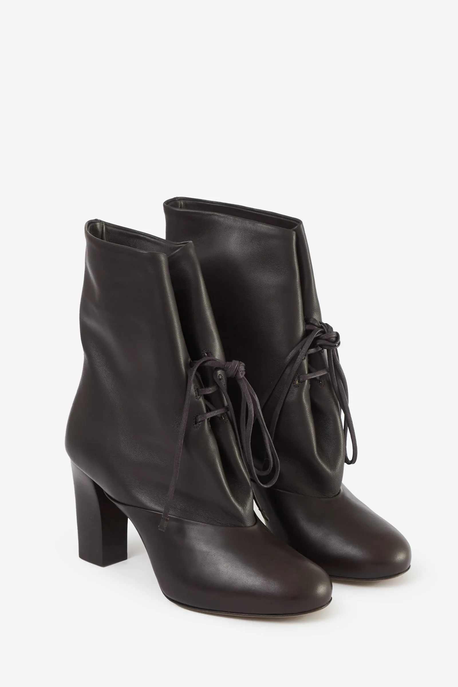 Stivali ROUND TOE LACED BOOT in pelle marrone