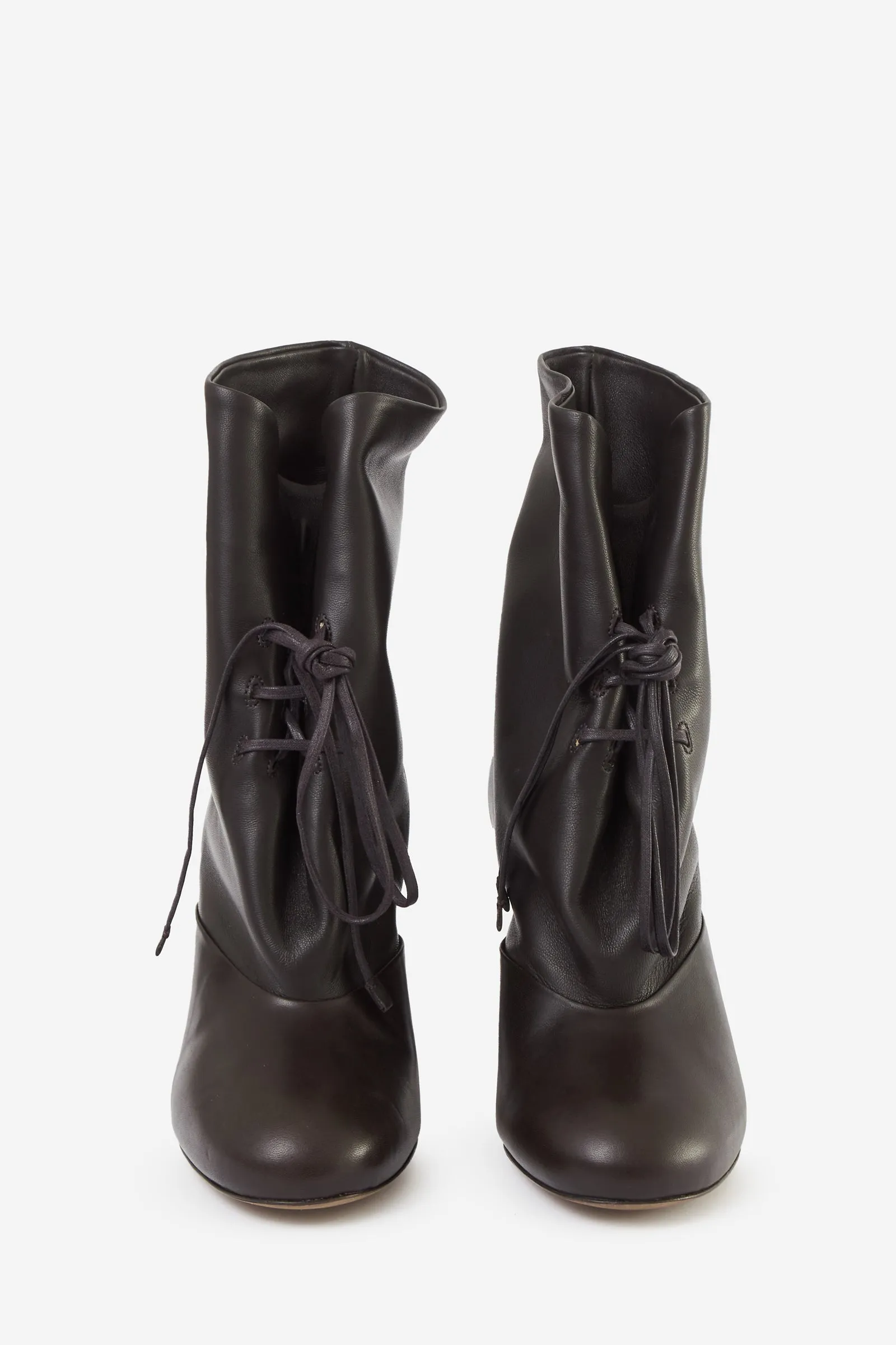 Stivali ROUND TOE LACED BOOT in pelle marrone