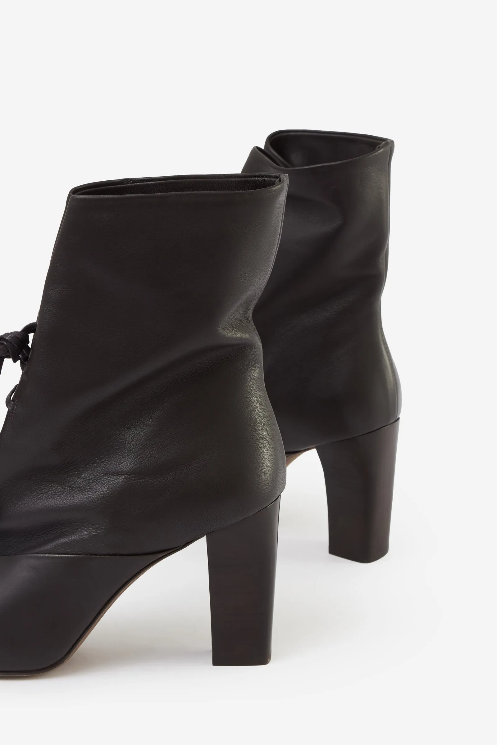 Stivali ROUND TOE LACED BOOT in pelle marrone