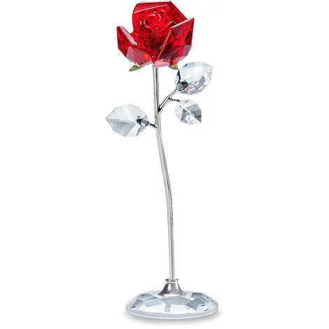 SWAROVSKI Oggettistica Swarovski Crystal Living Ditelo Con Un Fiore - Rosa Rossa Grande 5490756