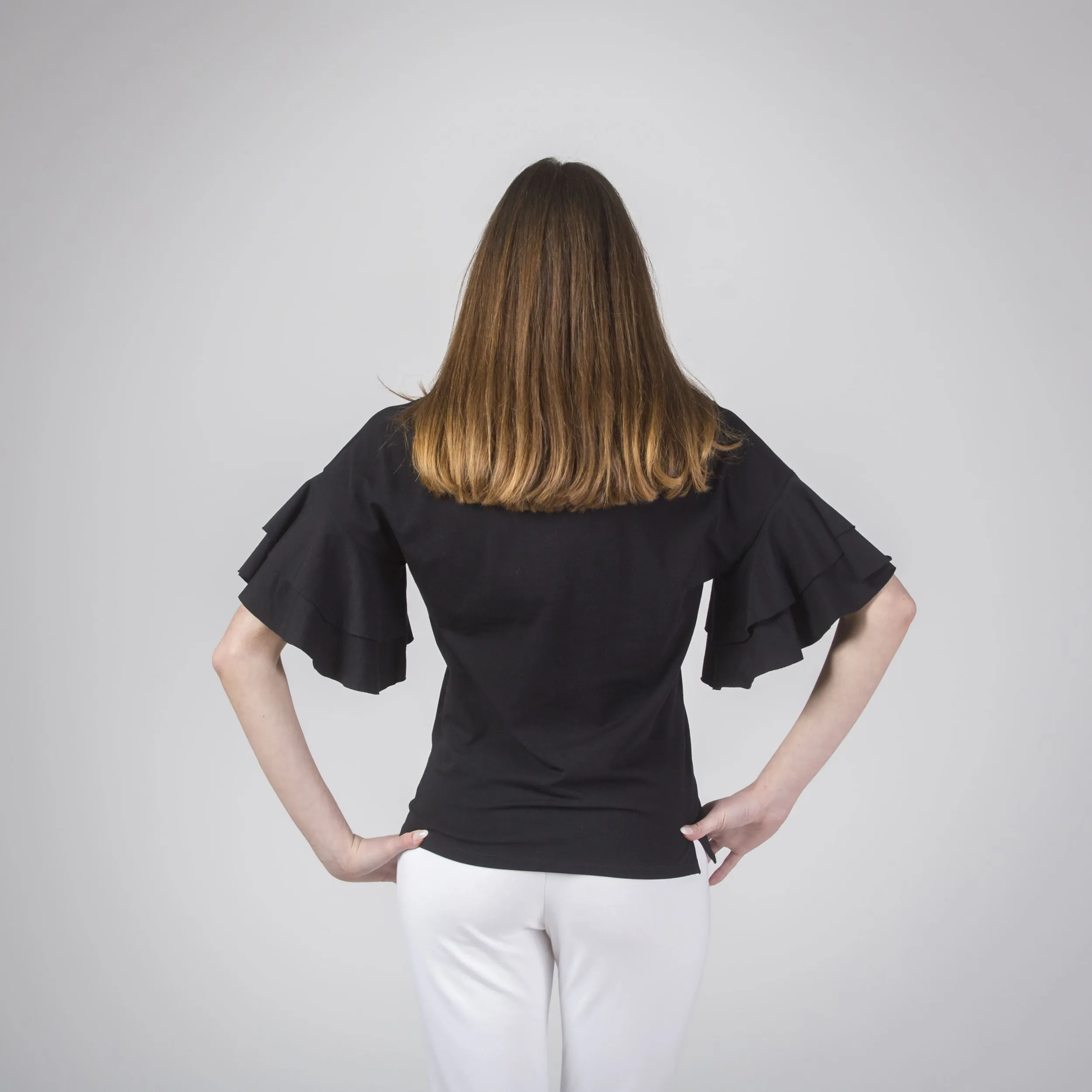 T-shirt a mezza manica con rouches