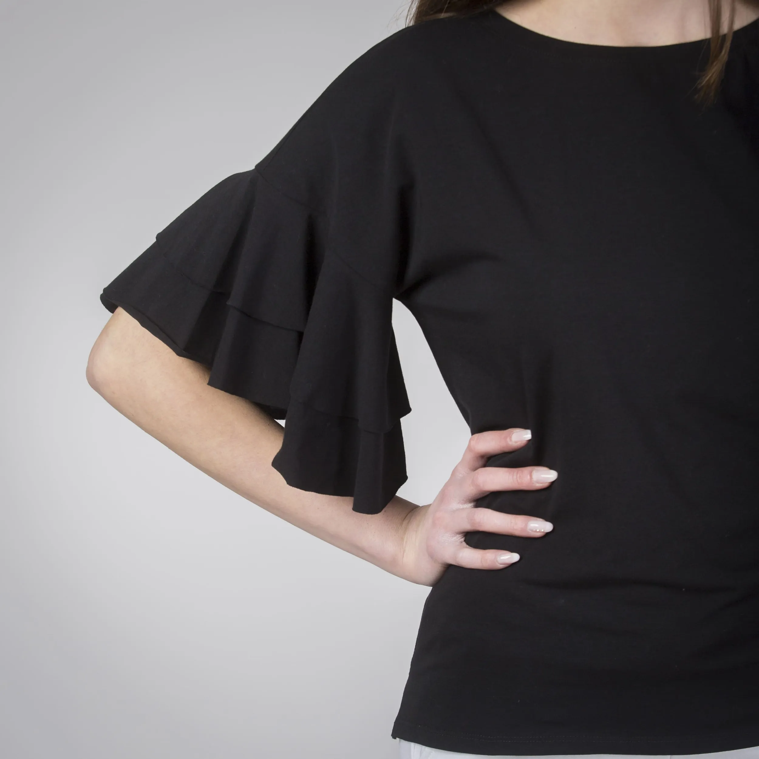 T-shirt a mezza manica con rouches