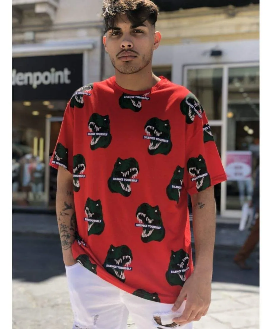 T shirt Dinosauro - Maglietta uomo - Rossa
