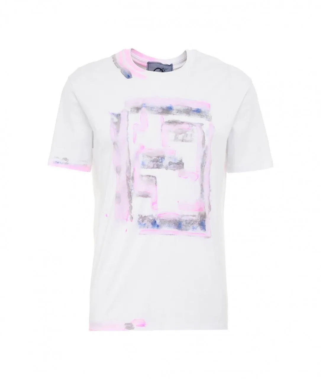 T-shirt dipinta a mano bianco bianco