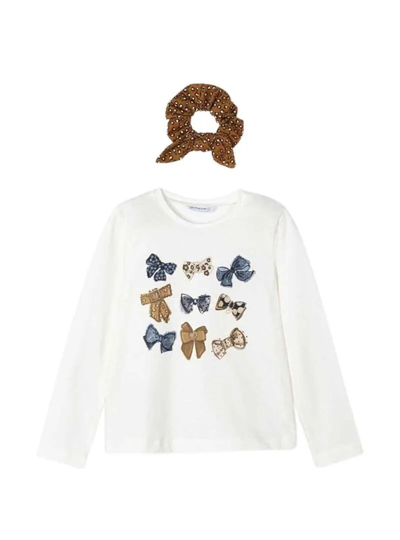 T-Shirt Mayoral Coletero Bianco per Bambina