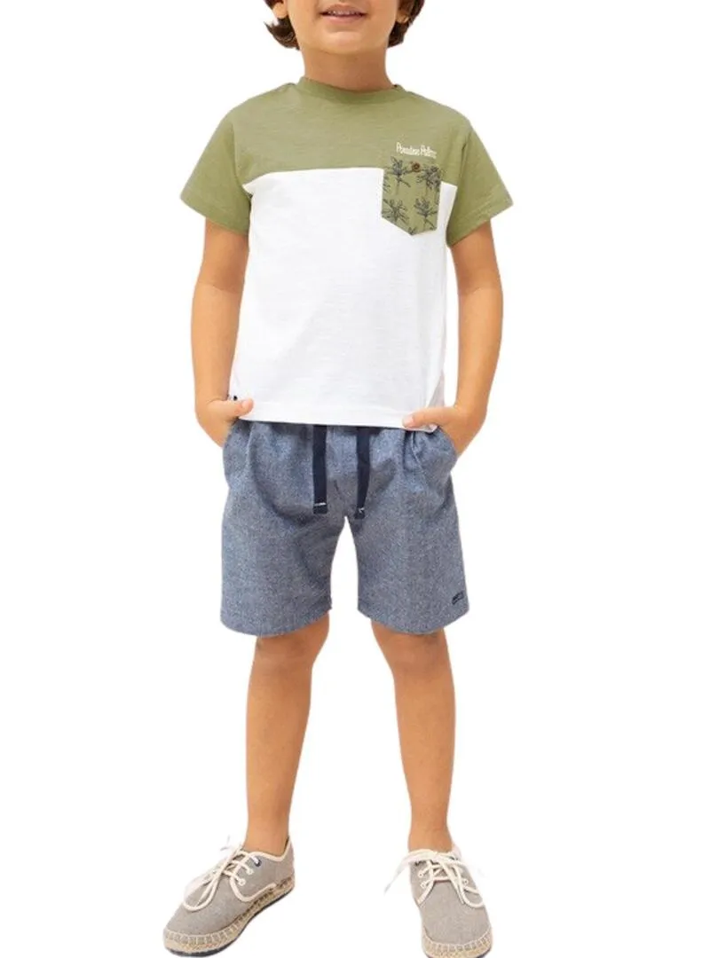 T-Shirt Mayoral Combinata Verde per Bambino