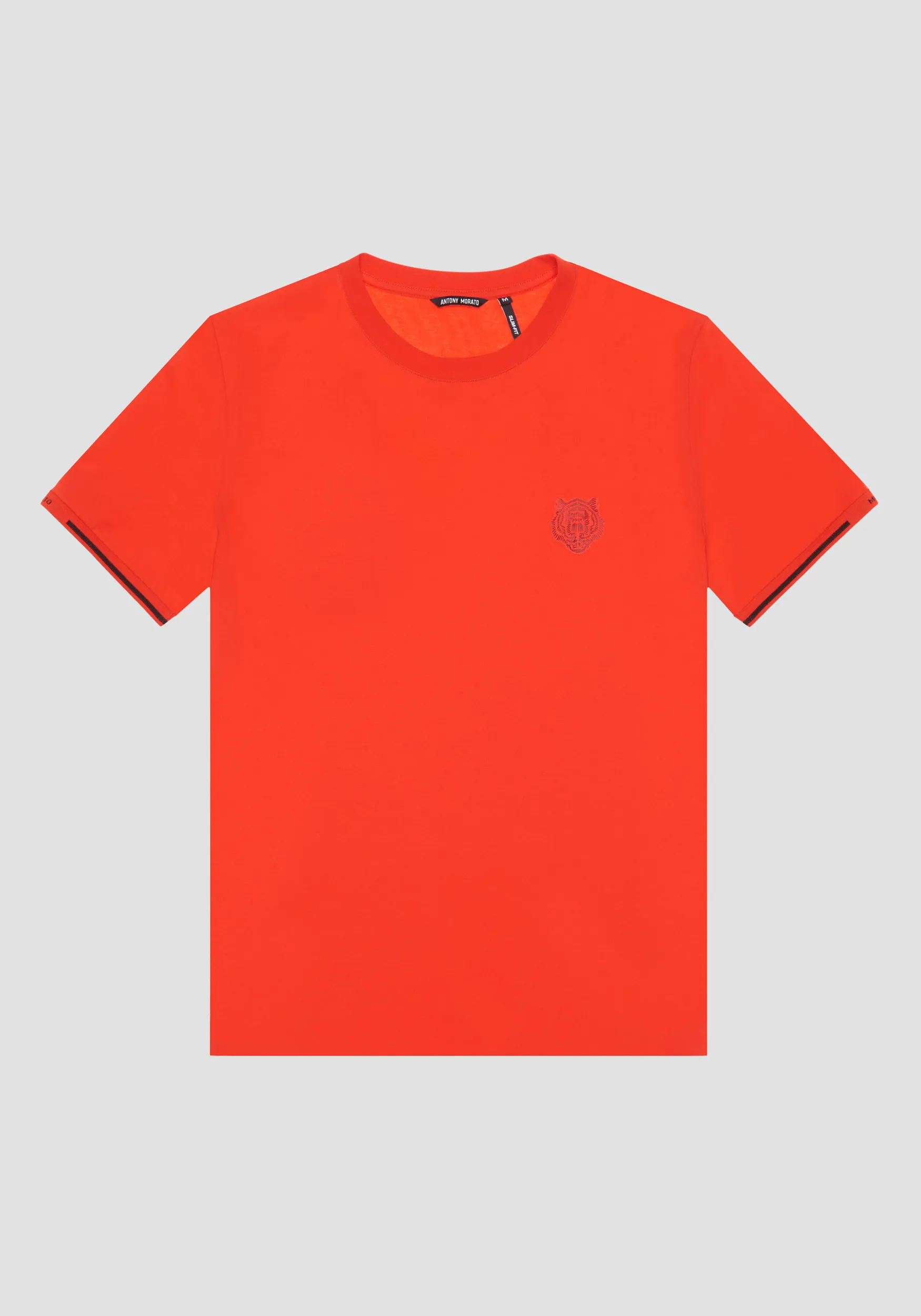 T-SHIRT SLIM FIT IN JERSEY DI COTONE CON STAMPA TIGRE