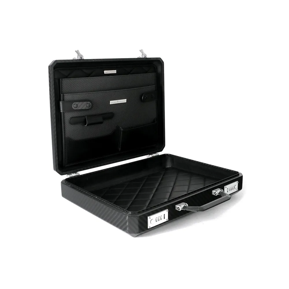 TecknoMonster - Cavok Opaque - Business Case - Valigetta in Fibra di Carbonio e Pelle - Nera - Luxury Collection