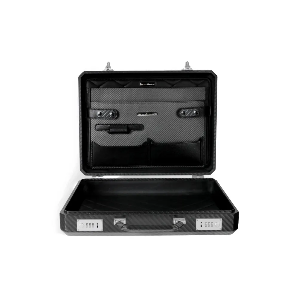 TecknoMonster - Cavok Opaque - Business Case - Valigetta in Fibra di Carbonio e Pelle - Nera - Luxury Collection