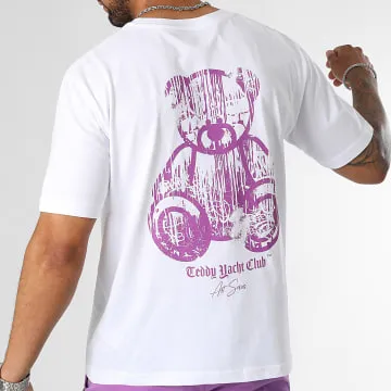 Tee Shirt Oversize Large Art Series Dripping Mono White Violet