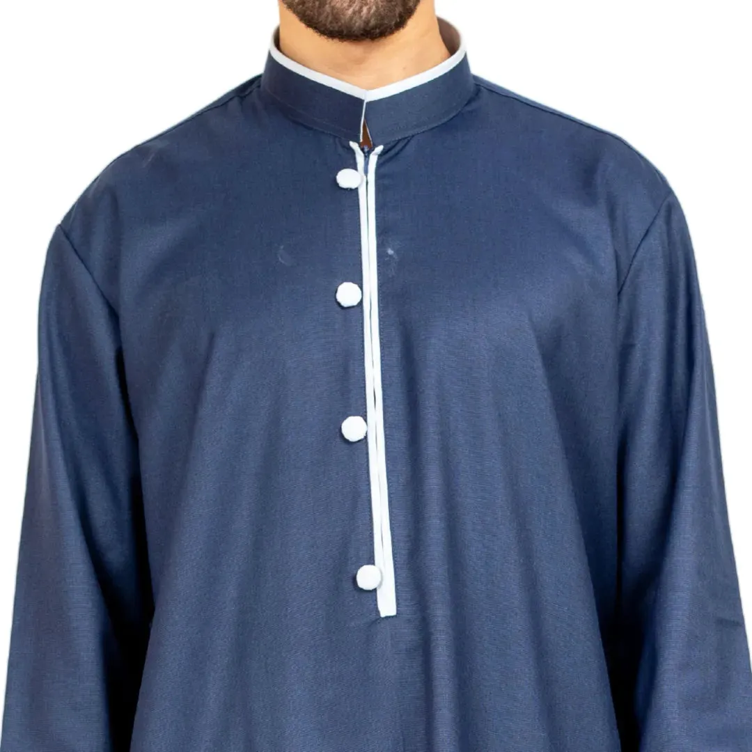 Thobe Jubba da Uomo Abbigliamento Islamico Caftano Musulmano Colletto alla Coreana
