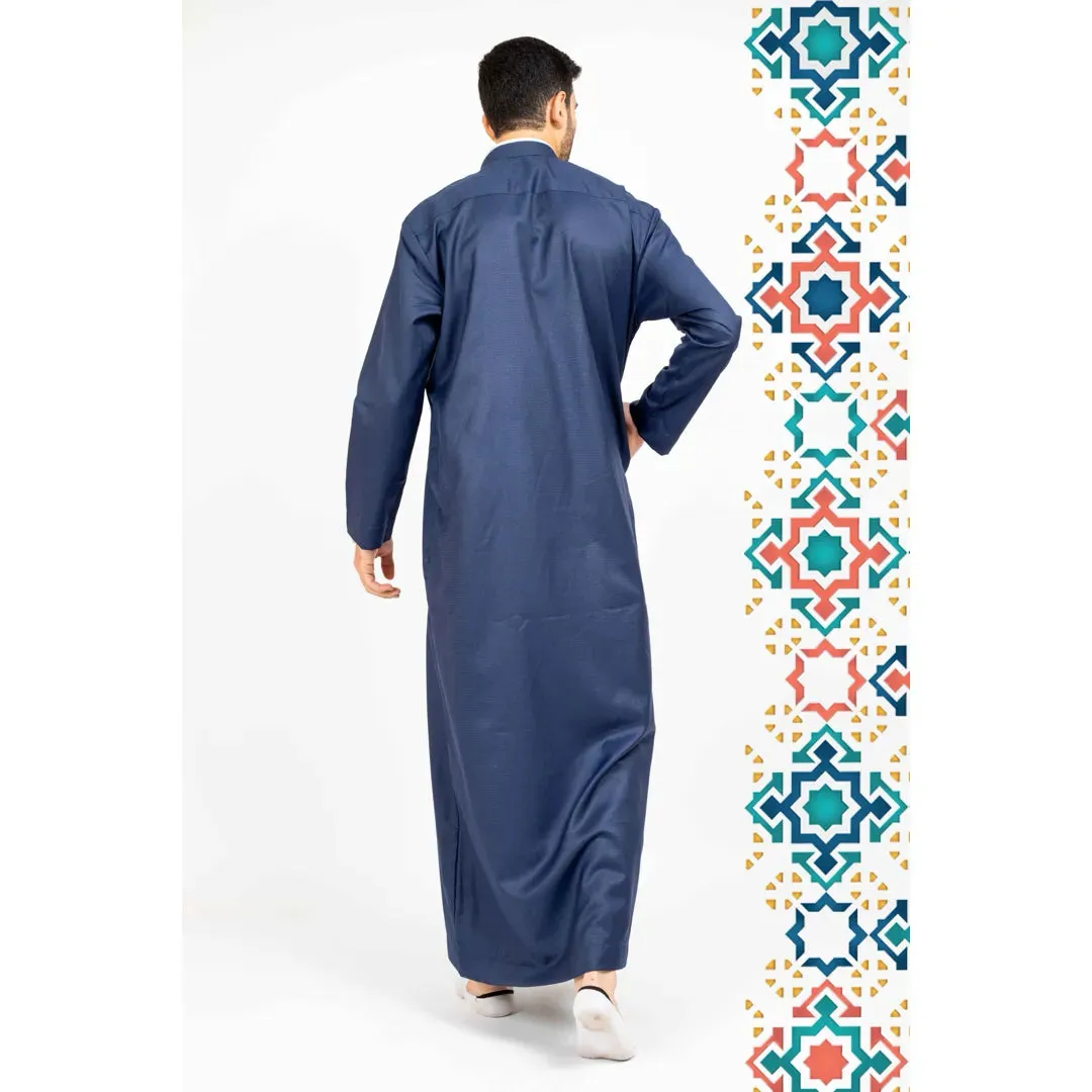 Thobe Jubba da Uomo Abbigliamento Islamico Caftano Musulmano Colletto alla Coreana