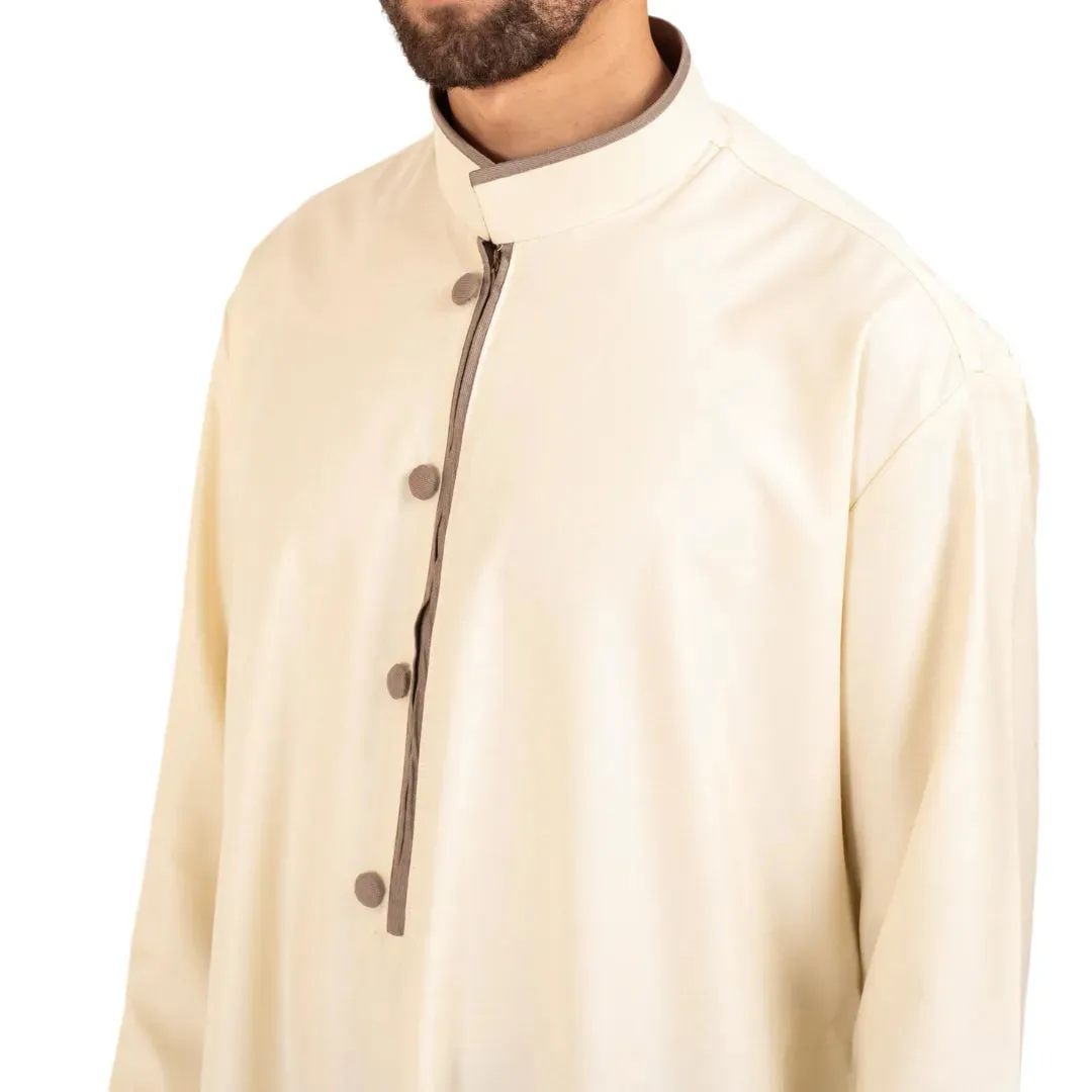 Thobe Jubba da Uomo Abbigliamento Islamico Caftano Musulmano Colletto alla Coreana