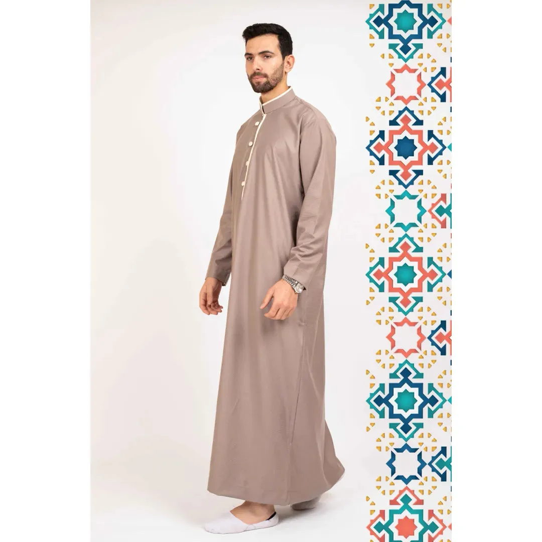 Thobe Jubba da Uomo Abbigliamento Islamico Caftano Musulmano Colletto alla Coreana