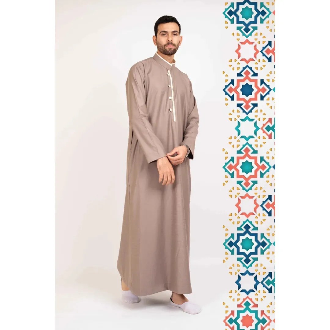 Thobe Jubba da Uomo Abbigliamento Islamico Caftano Musulmano Colletto alla Coreana