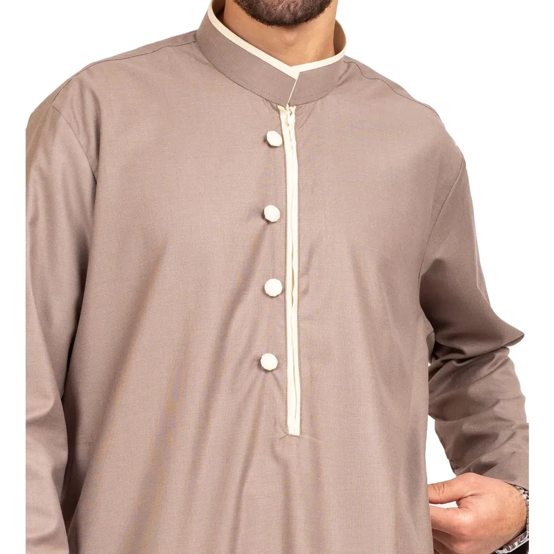 Thobe Jubba da Uomo Abbigliamento Islamico Caftano Musulmano Colletto alla Coreana