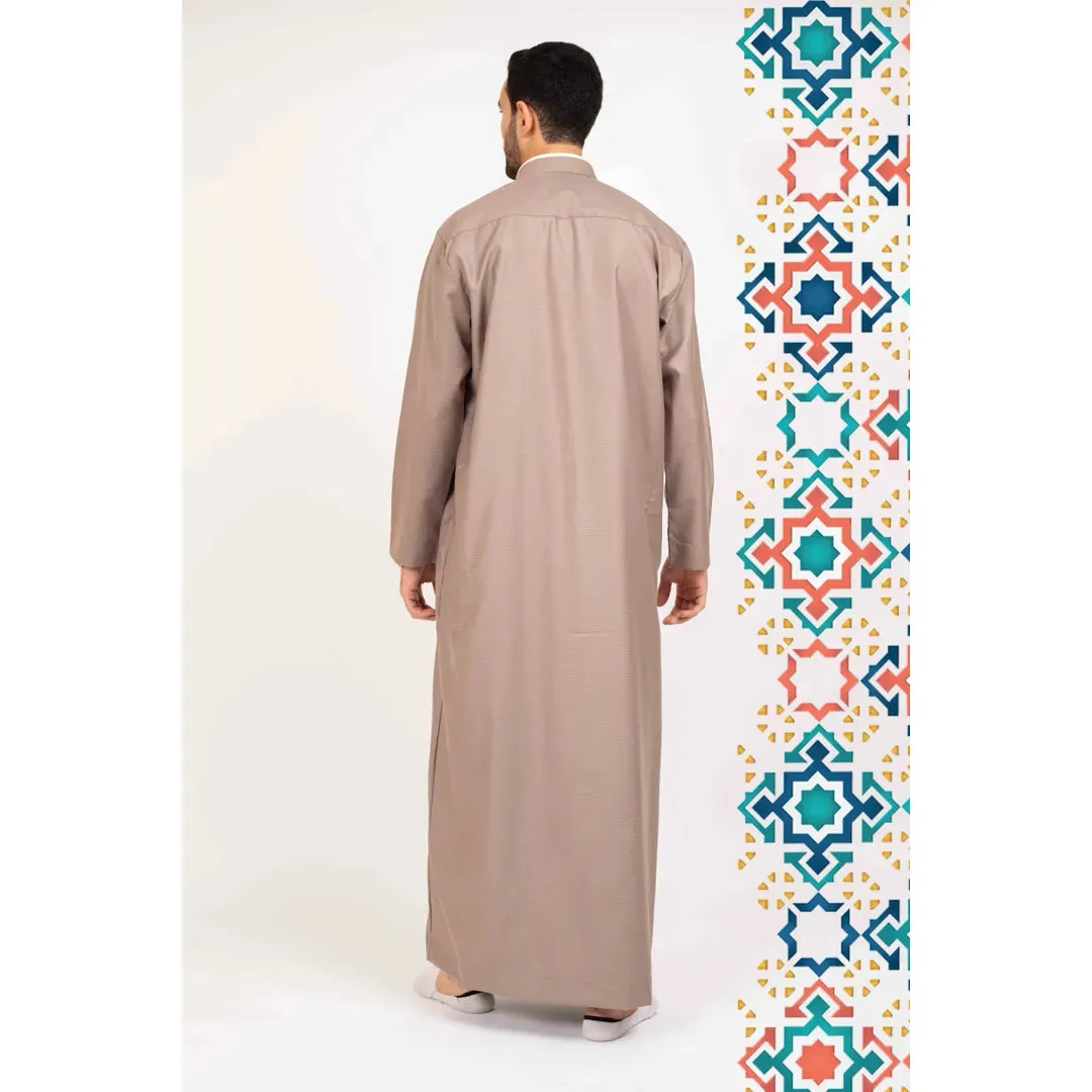 Thobe Jubba da Uomo Abbigliamento Islamico Caftano Musulmano Colletto alla Coreana