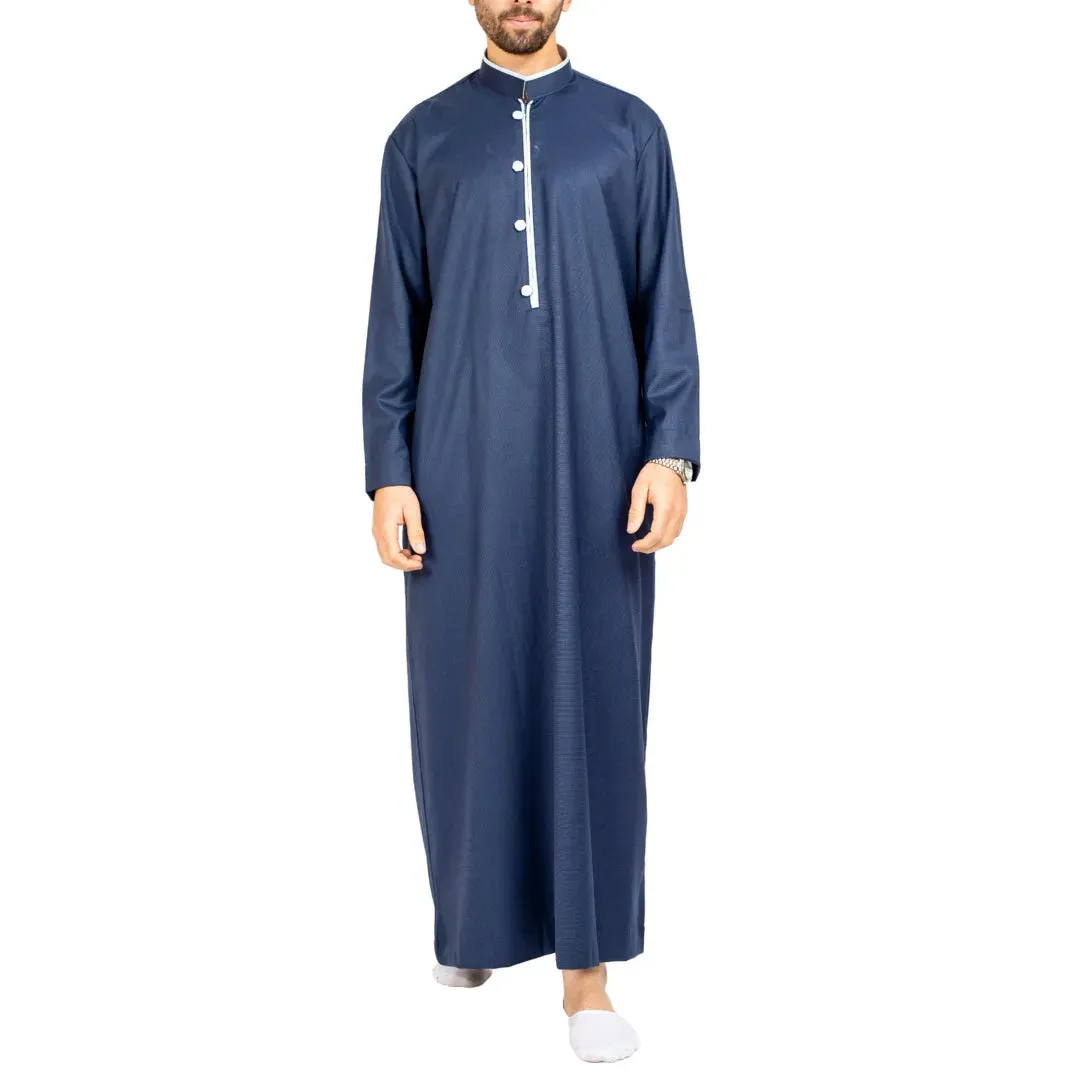 Thobe Jubba da Uomo Abbigliamento Islamico Caftano Musulmano Colletto alla Coreana