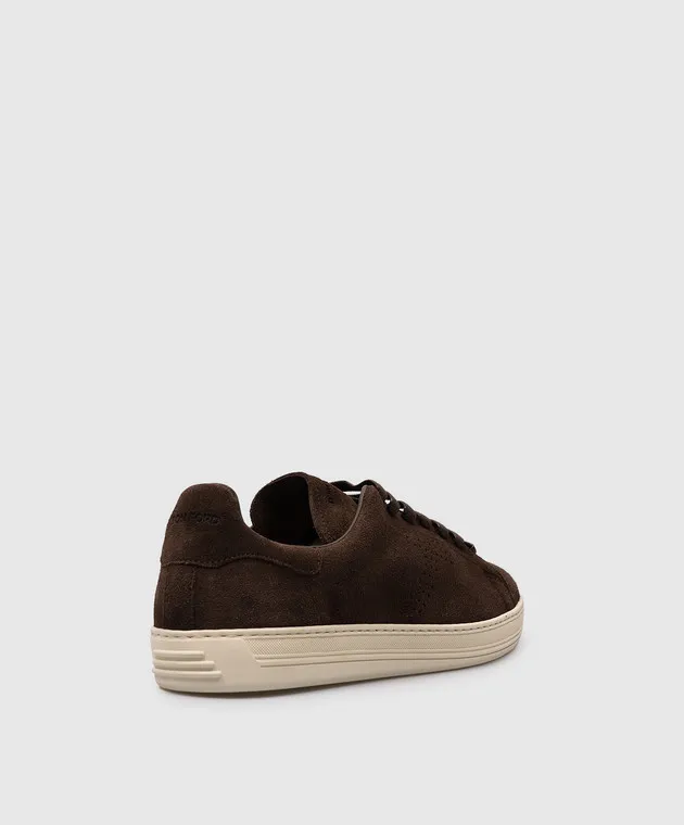 Tom Ford Scarpe da ginnastica in pelle scamosciata con logo WARWICK in marrone J1507LCL423N