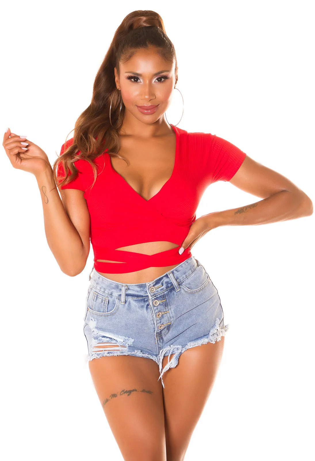 Top corto  MA148  Rosso