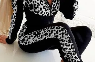 Tuta con stampa leopardata Segovia, grigia
