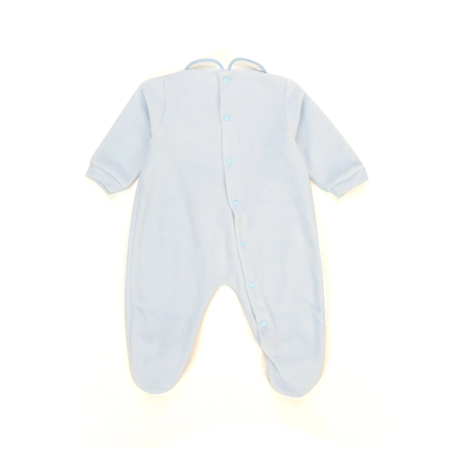 Tutina Celeste Con Ricamo A Mano Per Neonato