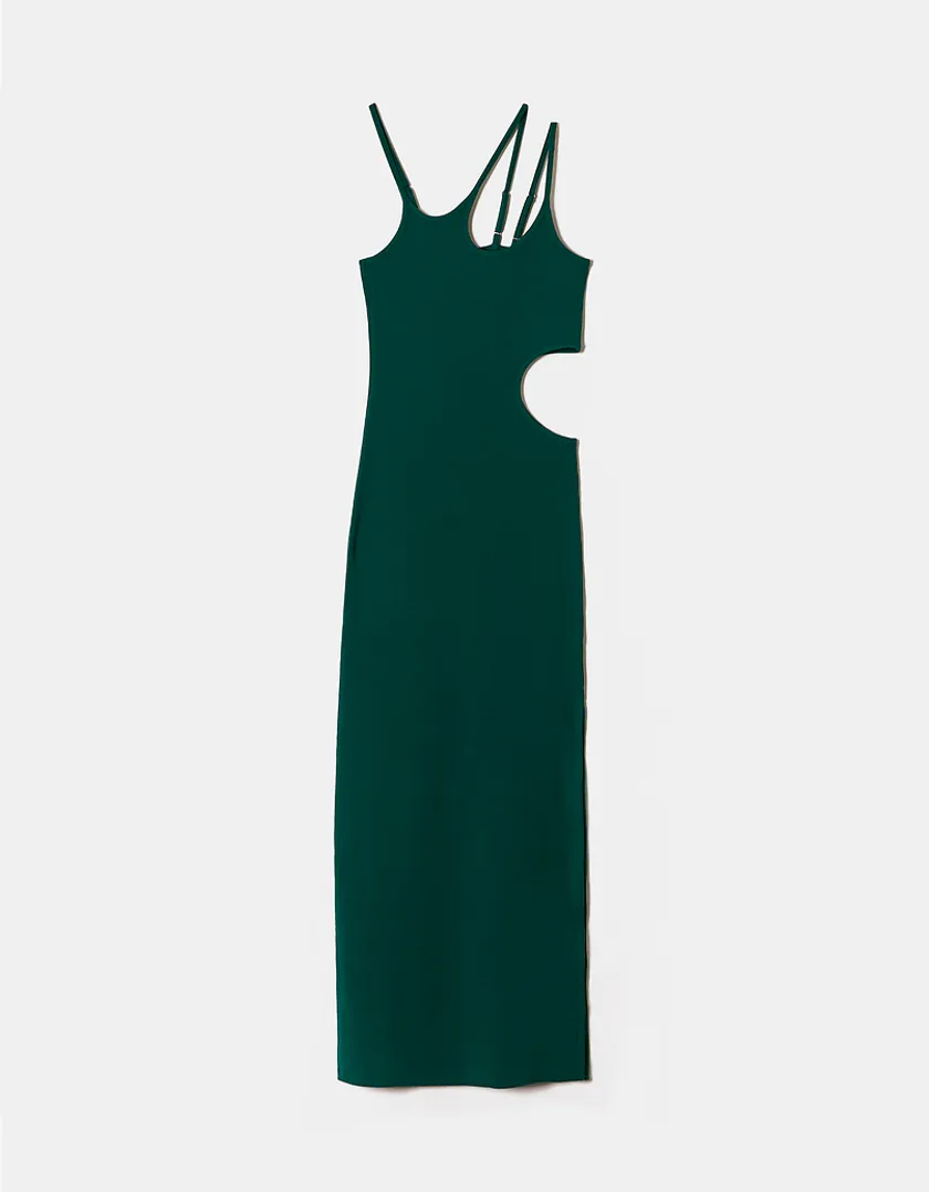 Vestito Midi Verde con Cut Out  