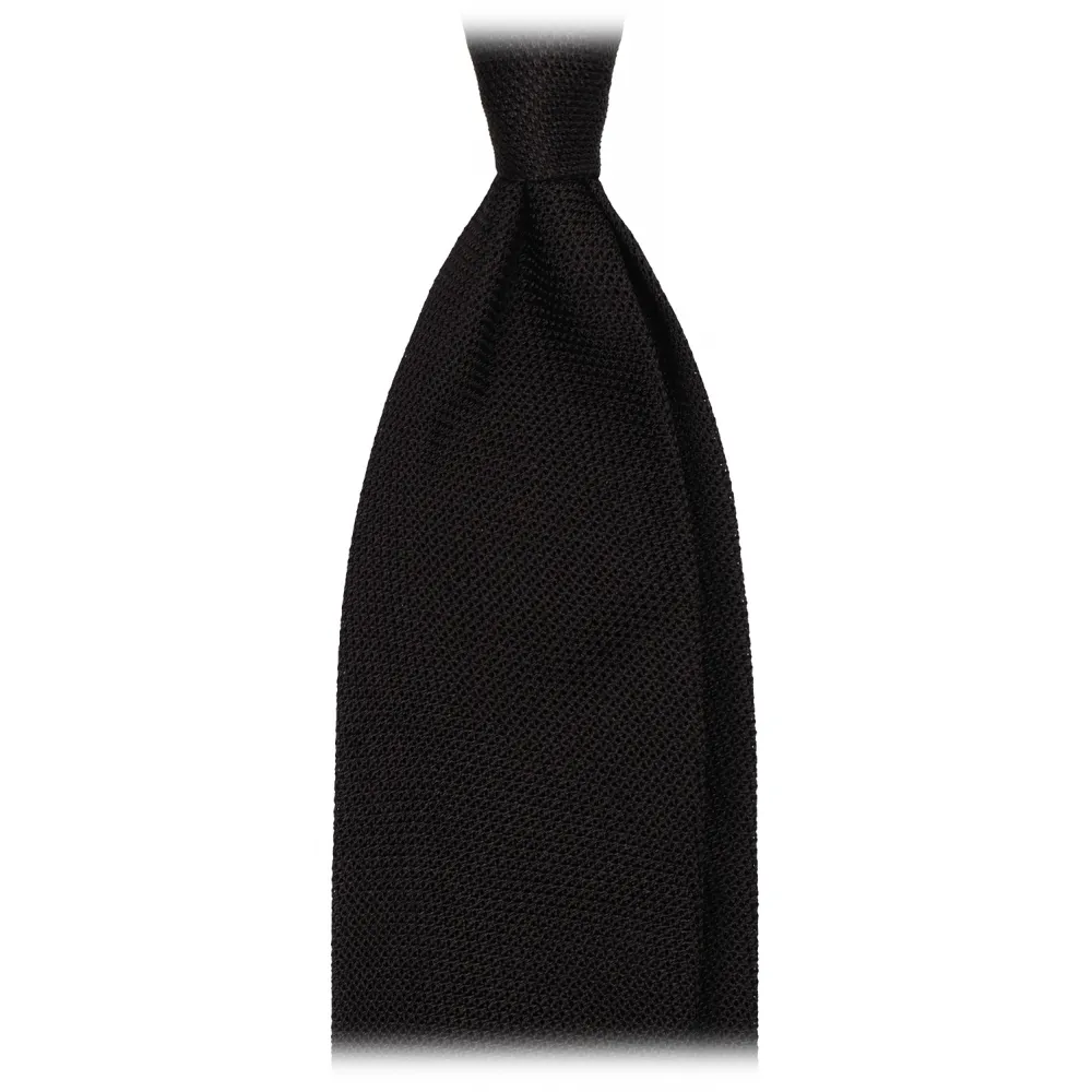 Viola Milano - Cravatta Sfoderata Grenadine Garza Fina - Nero - Handmade in Italy - Luxury Exclusive Collection