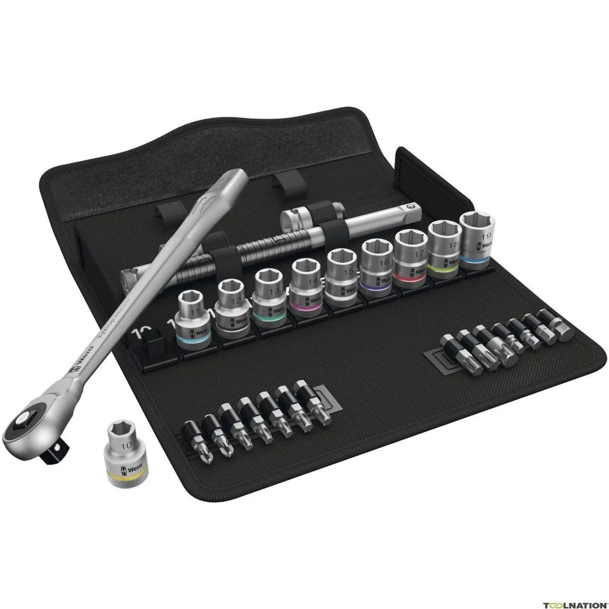 Wera 05004077001 8100 SC 7 Zyklop Set di cricchetti in metallo a sezione quadrata, azionamento da 1/2", metrico, 28 pezzi
