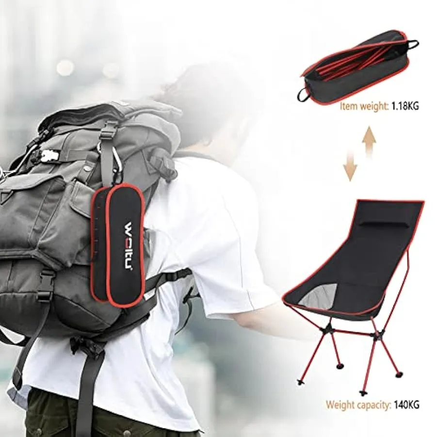 WOLTU CPS8133rt Sedia Pieghevole da Campeggio Pesce Impermeabile Portatile Carico 140KG Tessuto Oxford, Nero+Rosso 132909867