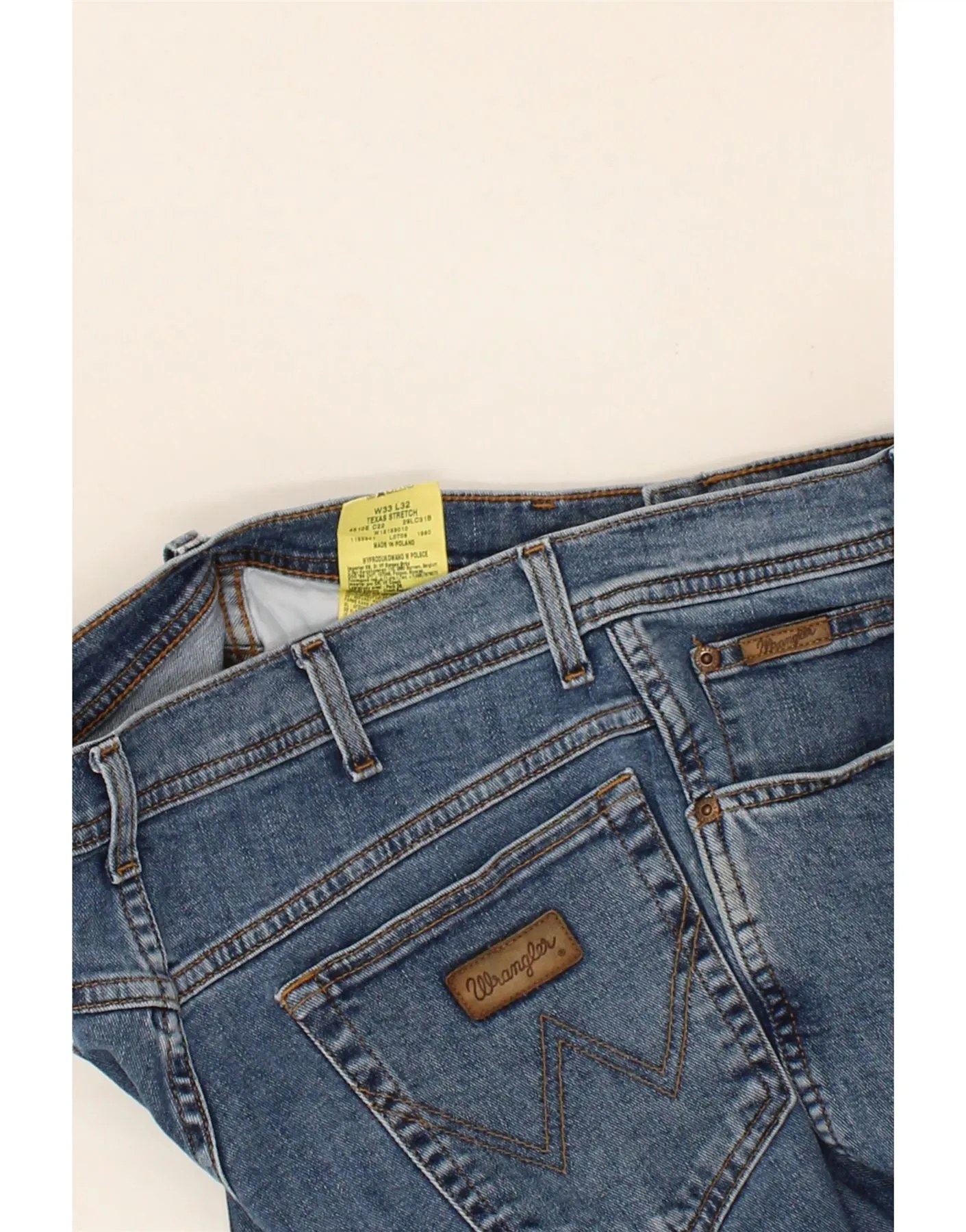 WRANGLER Mens Texas Stretch Slim Jeans W33 L32 Blue Cotton