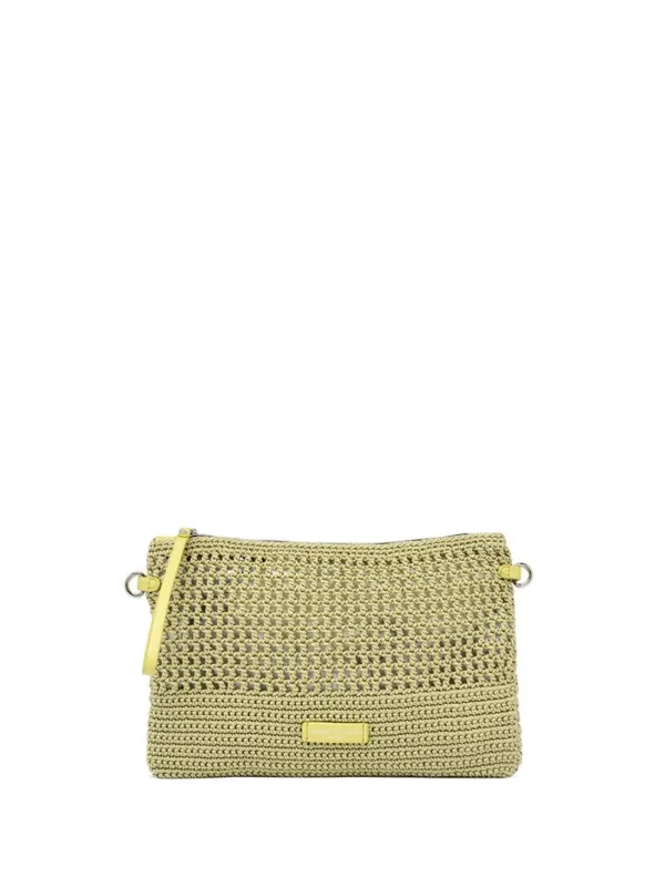 Yellow Victoria clutch bag in crochet fabric