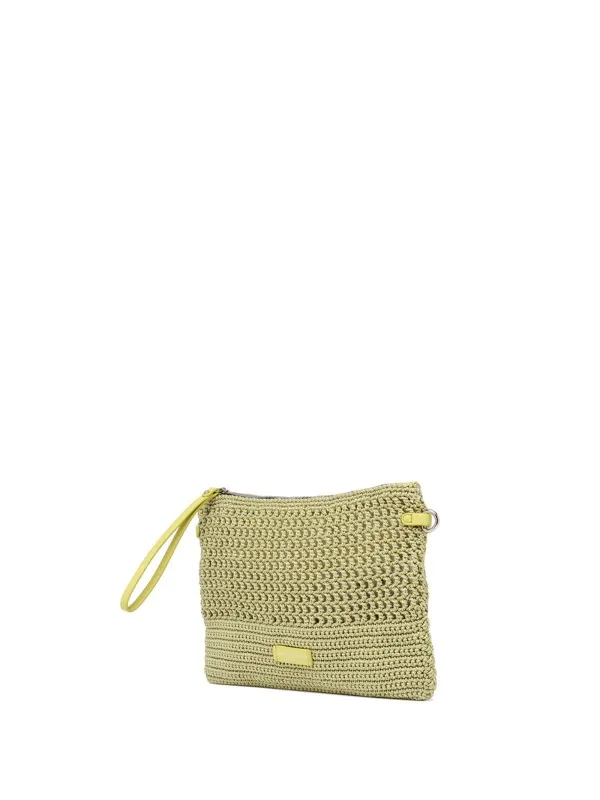 Yellow Victoria clutch bag in crochet fabric