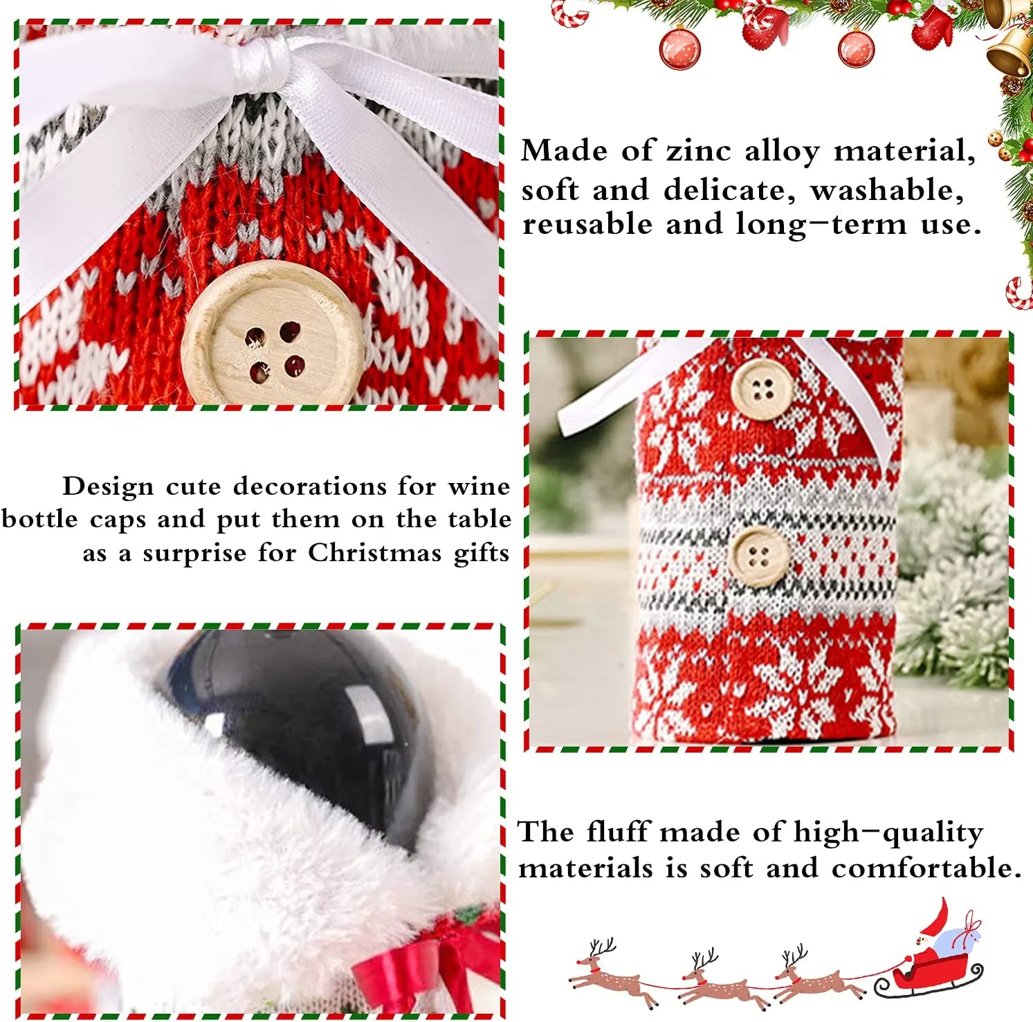 YISKY Coperchio Bottiglia Vino Natale, 2 PCS Natale Borsa Copri Bottiglia, Copri Bottiglia Vino Lavorato Maglia, Natalizio Copri