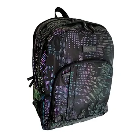 ZAINO ORGANIZZATO REFLECTIVE SQUARE COMIX SCUOLA TEMPO LIBERO 42X32X17CM 3 ZIP TASCHE C/ZIP 1+2 INT.PANINI SCUOLA ITALY