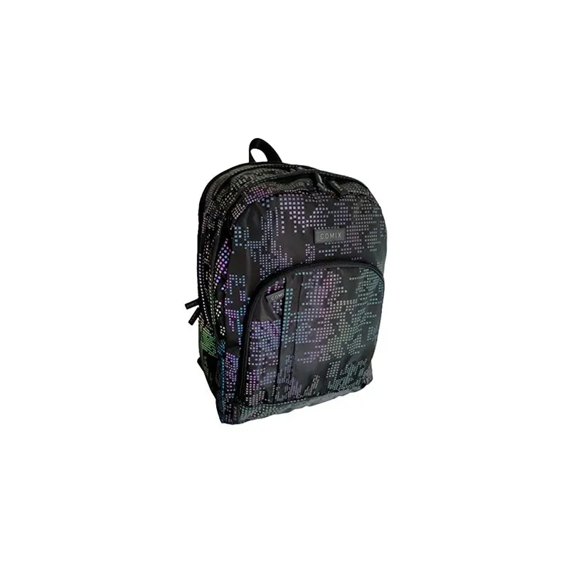 ZAINO ORGANIZZATO REFLECTIVE SQUARE COMIX SCUOLA TEMPO LIBERO 42X32X17CM 3 ZIP TASCHE C/ZIP 1+2 INT.PANINI SCUOLA ITALY